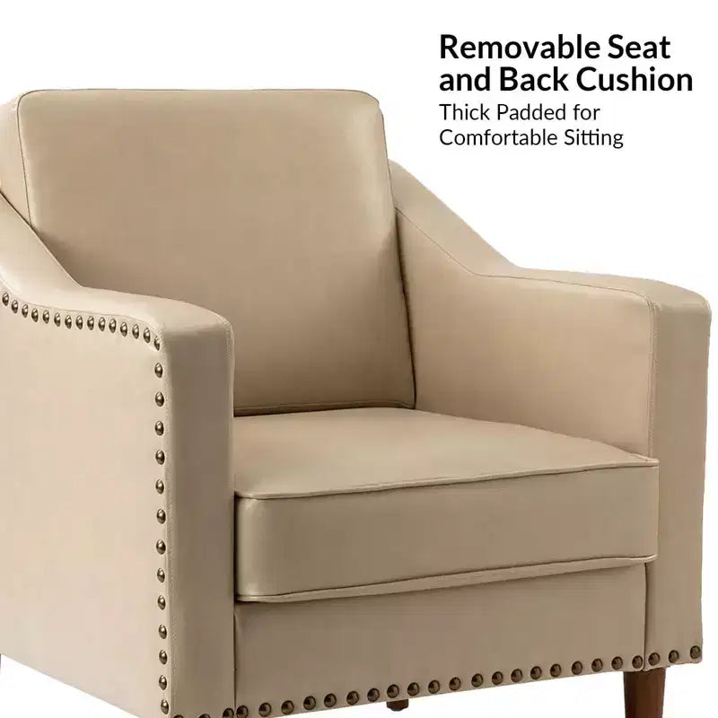 Fauteuil Bonita en cuir végétalien avec pieds en bois massifHULALA HOME