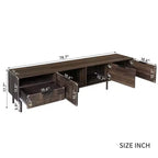 Meuble TV Homy Casa 78 style moderne du milieu du siècle avec portes à motif texturé et étagère de rangement ouverte, pour téléviseur 85 pouces, Noyer