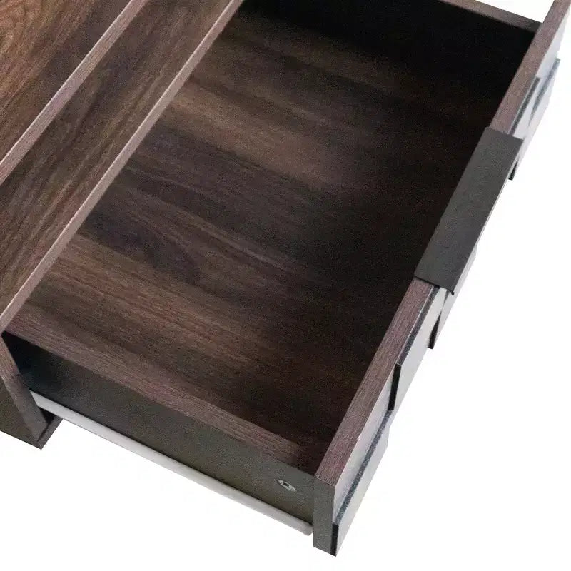 Meuble TV Homy Casa 78 style moderne du milieu du siècle avec portes à motif texturé et étagère de rangement ouverte, pour téléviseur 85 pouces, Noyer