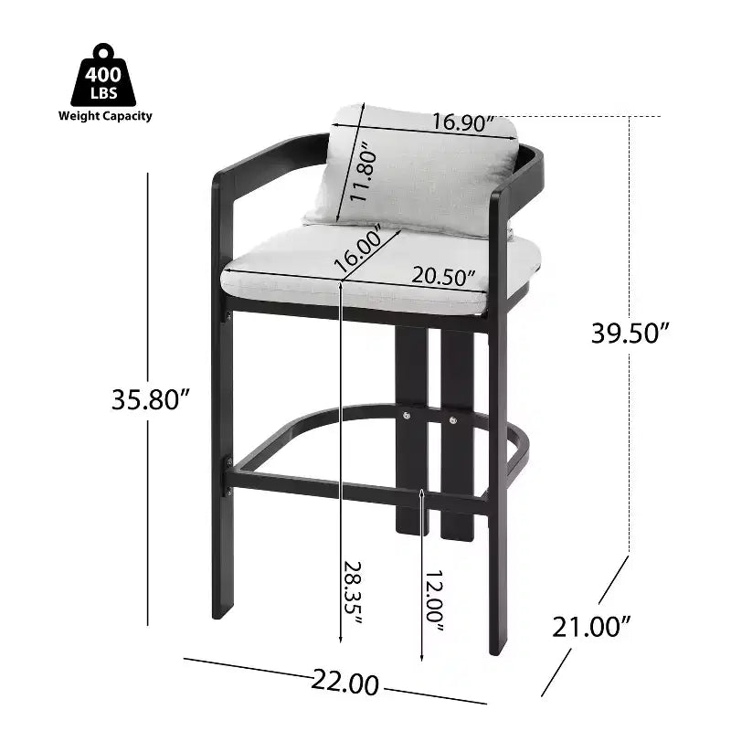 Tabourets de bar d'extérieur en aluminium Cal modernes avec coussin Christopher Knight Home