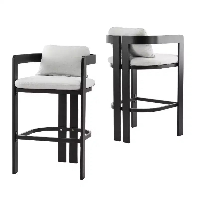 Tabourets de bar d'extérieur en aluminium Cal modernes avec coussin Christopher Knight Home