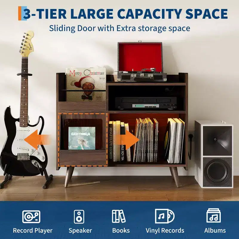 Meuble de rangement pour tourne-disque, Meuble de rangement pour vinyles, Table pour tourne-disque