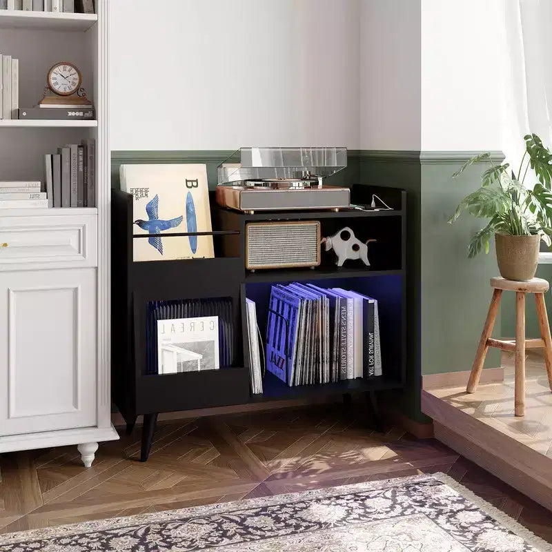 Meuble de rangement pour tourne-disque, Meuble de rangement pour vinyles, Table pour tourne-disque