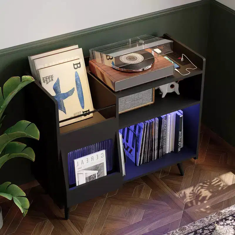Meuble de rangement pour tourne-disque, Meuble de rangement pour vinyles, Table pour tourne-disque