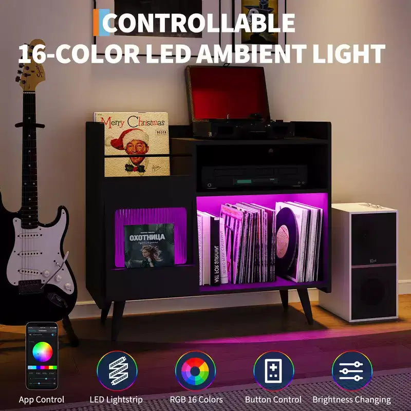 Meuble de rangement pour tourne-disque, Meuble de rangement pour vinyles, Table pour tourne-disque