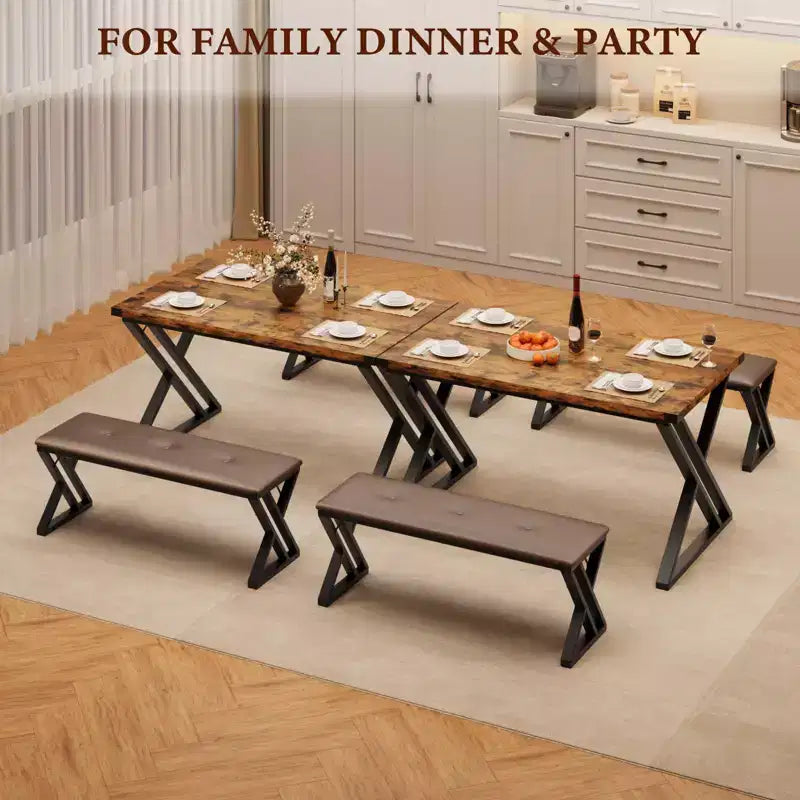 Ensemble de salle à manger style banc Table à manger en bois avec 2 bancs Ensemble table et chaises pour 4-6 personnes Convient aux cuisines et appartements