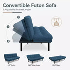 Dyonery 71 Canapé-lit futon convertible moderne, canapé-lit en lin avec coussins amovibles, dossier et accoudoirs réglables pour salon