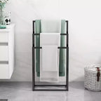 Porte-serviettes autoportant, support à serviettes à 3 niveaux pour couvertures, porte-serviettes industriel moderne en métal léger chromé pour serviettes de toilette