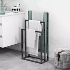 Freestanding Towel Rack Stand, 3 Tier Towel Stand Blanket Rack, Lightweight Chrome Finish Metal Industrial Modern Washcloths Holder for Hand Towels