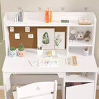 Ensemble bureau et chaise pour enfants avec étagère, armoire de rangement en bois - Table d'écriture et poste de travail informatique pour garçons et filles, mobilier de chambre.