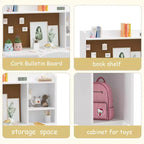 Ensemble bureau et chaise pour enfants avec étagère, armoire de rangement en bois - Table d'écriture et poste de travail informatique pour garçons et filles, mobilier de chambre.