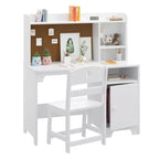 Ensemble bureau et chaise pour enfants avec étagère, armoire de rangement en bois - Table d'écriture et poste de travail informatique pour garçons et filles, mobilier de chambre.
