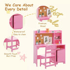 Ensemble bureau et chaise pour enfants avec étagère, armoire de rangement en bois - Table d'écriture et poste de travail informatique pour garçons et filles, mobilier de chambre.
