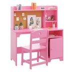 Ensemble bureau et chaise pour enfants avec étagère, armoire de rangement en bois - Table d'écriture et poste de travail informatique pour garçons et filles, mobilier de chambre.