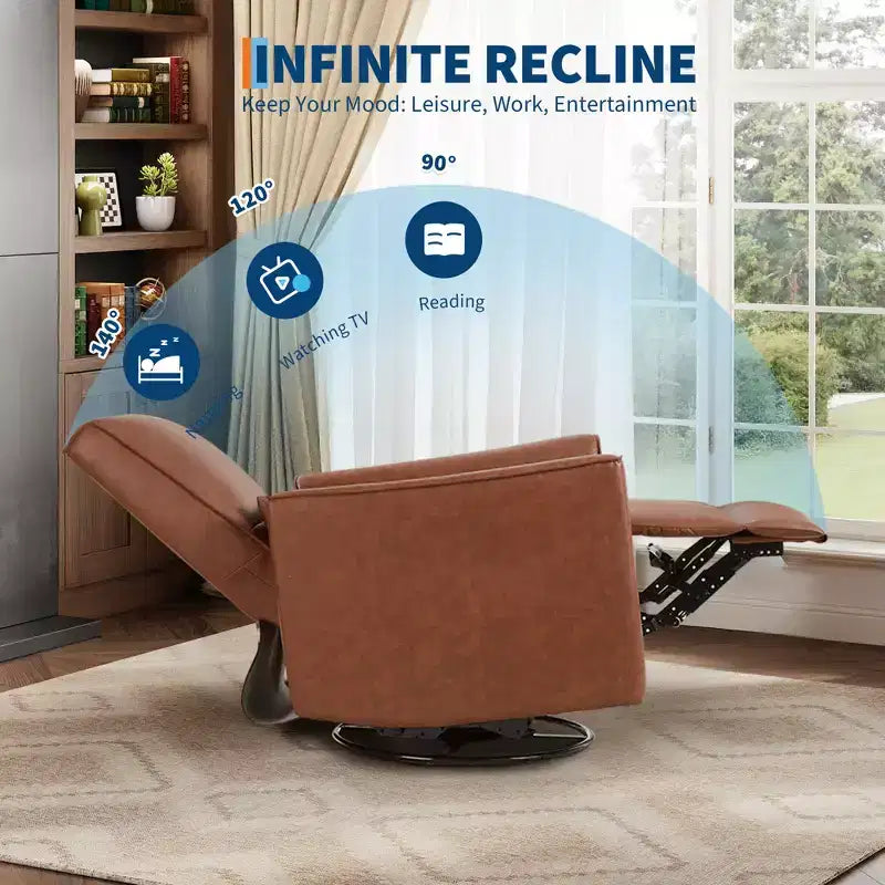 Fauteuil inclinable, pivotant et à bascule, inclinable manuel avec fonction de glisse, soutien lombaire et accoudoirs rembourrés, fauteuil à bascule confortable, pour salon, chambre à coucher