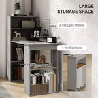 Bureau d'ordinateur avec étagères de rangement à 6 niveaux, poste de travail avec bibliothèque pour bureau à domicile