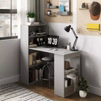 Bureau d'ordinateur avec étagères de rangement à 6 niveaux, poste de travail avec bibliothèque pour bureau à domicile