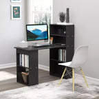 Bureau d'ordinateur avec étagères de rangement à 6 niveaux, poste de travail avec bibliothèque pour bureau à domicile