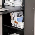 Bureau d'ordinateur avec étagères de rangement à 6 niveaux, poste de travail avec bibliothèque pour bureau à domicile