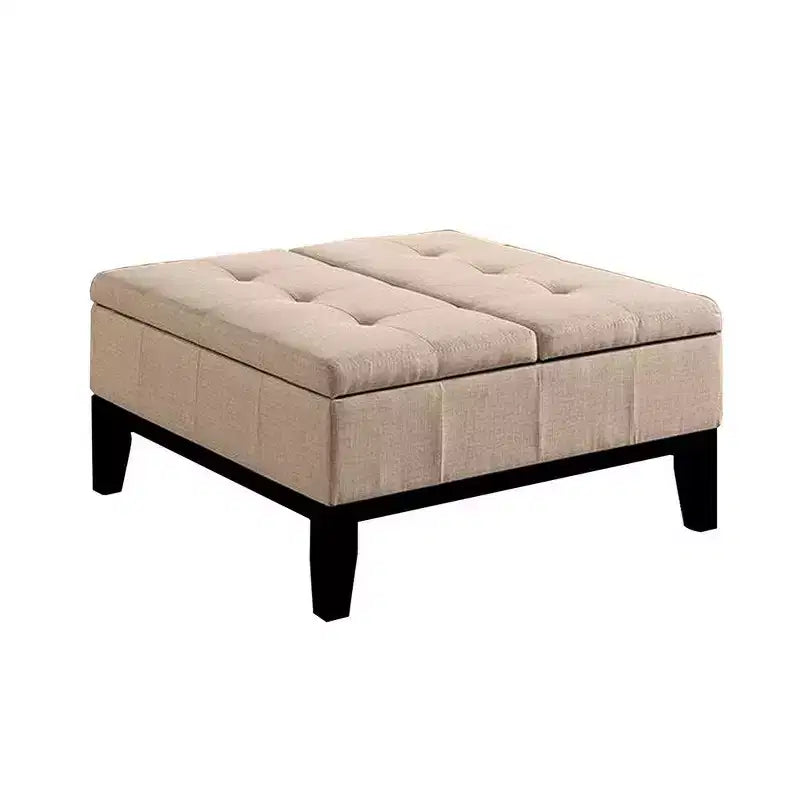 Ottoman Royal Hampton 36 pouces, couvercle à rangement divisé, revêtement touffeté beige, bois