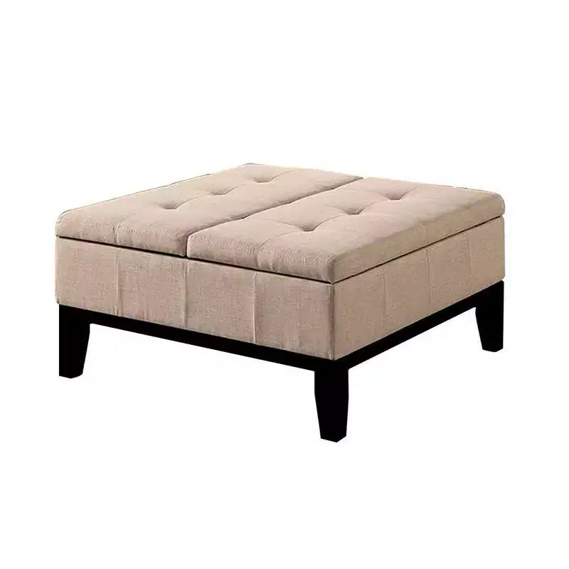 Ottoman Royal Hampton 36 pouces, couvercle à rangement divisé, revêtement touffeté beige, bois