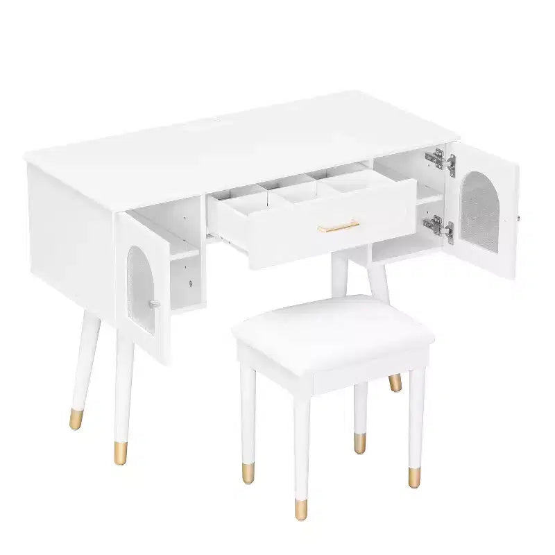 Furniliving Ensemble élégant coiffeuse et chaise, coiffeuse moderne avec rangement, bureau, port de charge