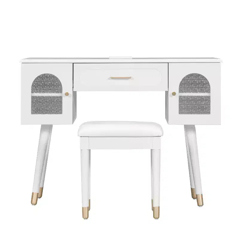 Furniliving Ensemble élégant coiffeuse et chaise, coiffeuse moderne avec rangement, bureau, port de charge