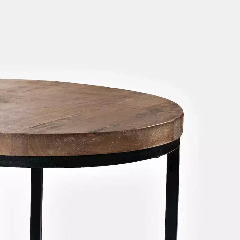 Jofran, Tables gigognes modernes et rustiques rondes en bois massif et métal - Lot de 3