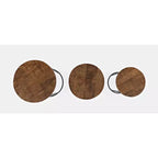 Jofran, Tables gigognes modernes et rustiques rondes en bois massif et métal - Lot de 3