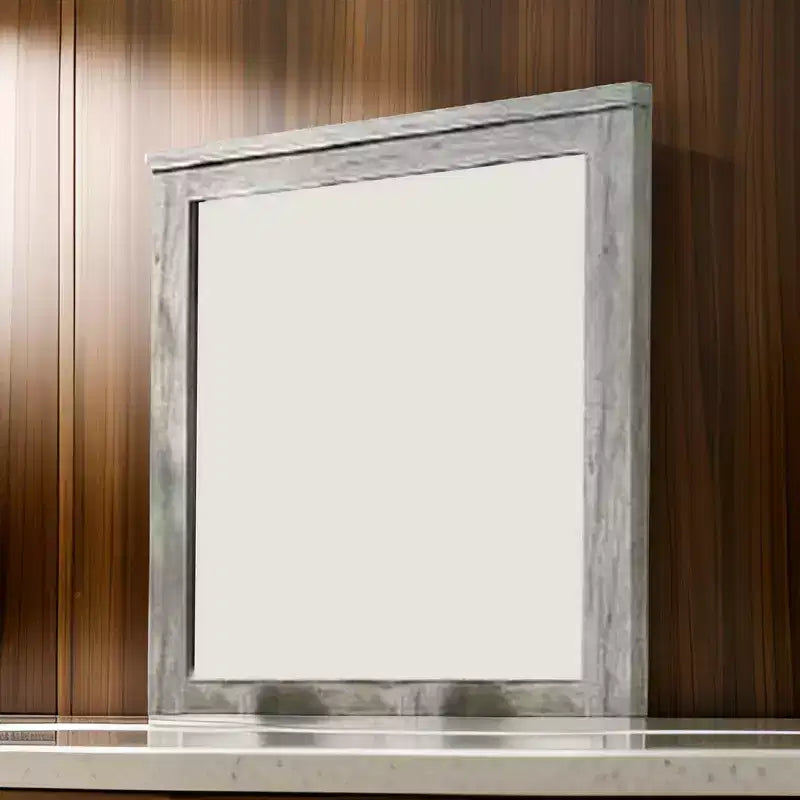 Royal Hampton Wall Mirror with Rectangular Frame and Molded Details, Gray