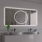 Miroir de courtoisie mural de 48 x 24 pouces avec 3 couleurs et 6 niveaux de luminosité à intensité variable, anti-buée