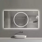 Miroir de courtoisie mural de 48 x 24 pouces avec 3 couleurs et 6 niveaux de luminosité à intensité variable, anti-buée
