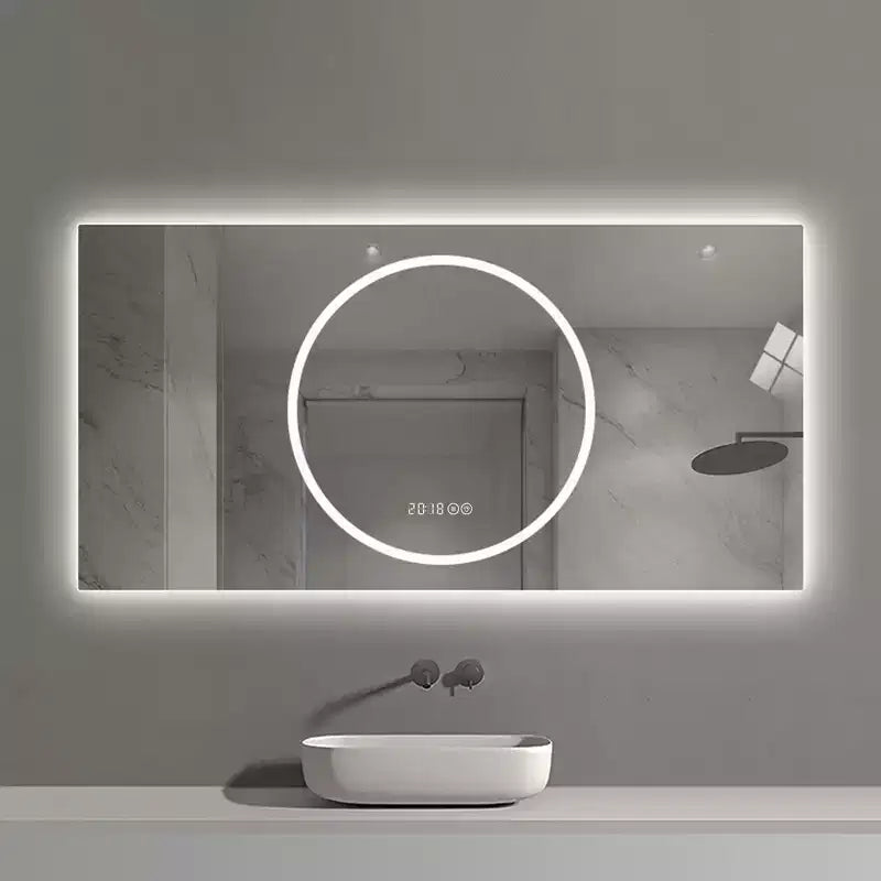 Miroir de courtoisie mural de 48 x 24 pouces avec 3 couleurs et 6 niveaux de luminosité à intensité variable, anti-buée