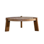 Table basse ronde en bois de 36 po pour salon, table basse rustique de style ferme avec pieds solides – Panipeachy