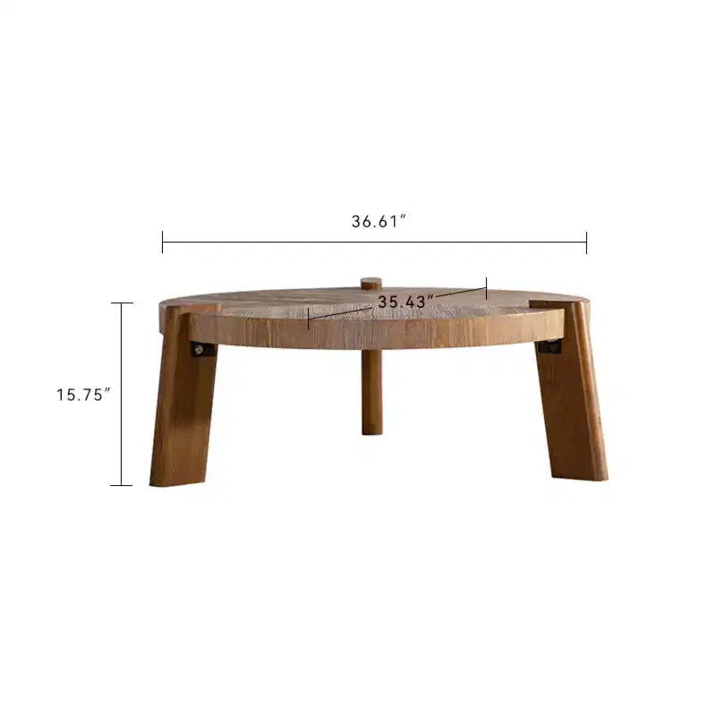 Table basse ronde en bois de 36 po pour salon, table basse rustique de style ferme avec pieds solides – Panipeachy