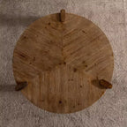 Table basse ronde en bois de 36 po pour salon, table basse rustique de style ferme avec pieds solides – Panipeachy