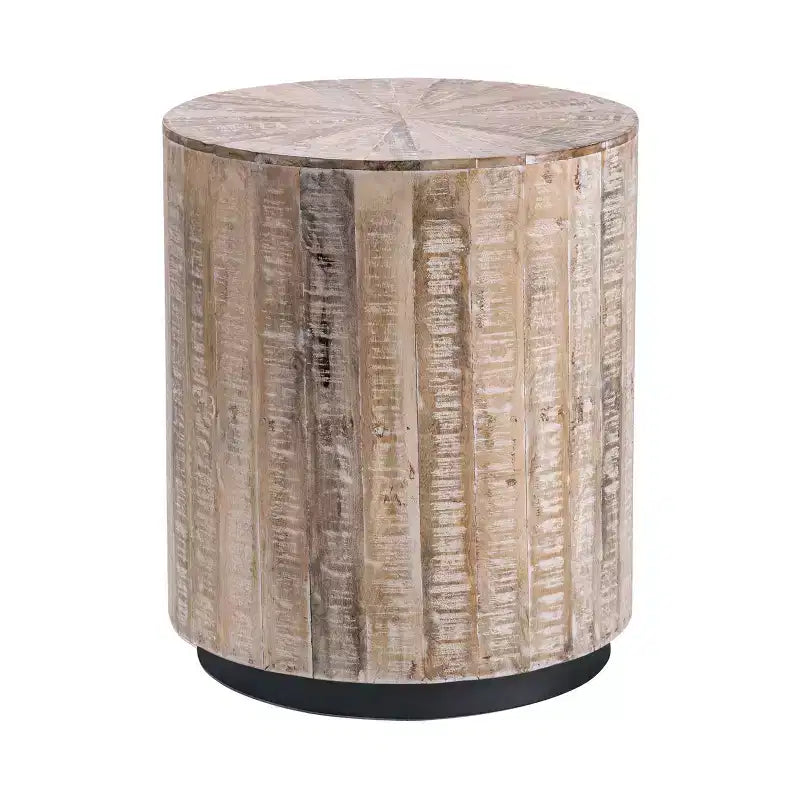 Crestview Collection Round Tan Solid Wood Accent_End Table