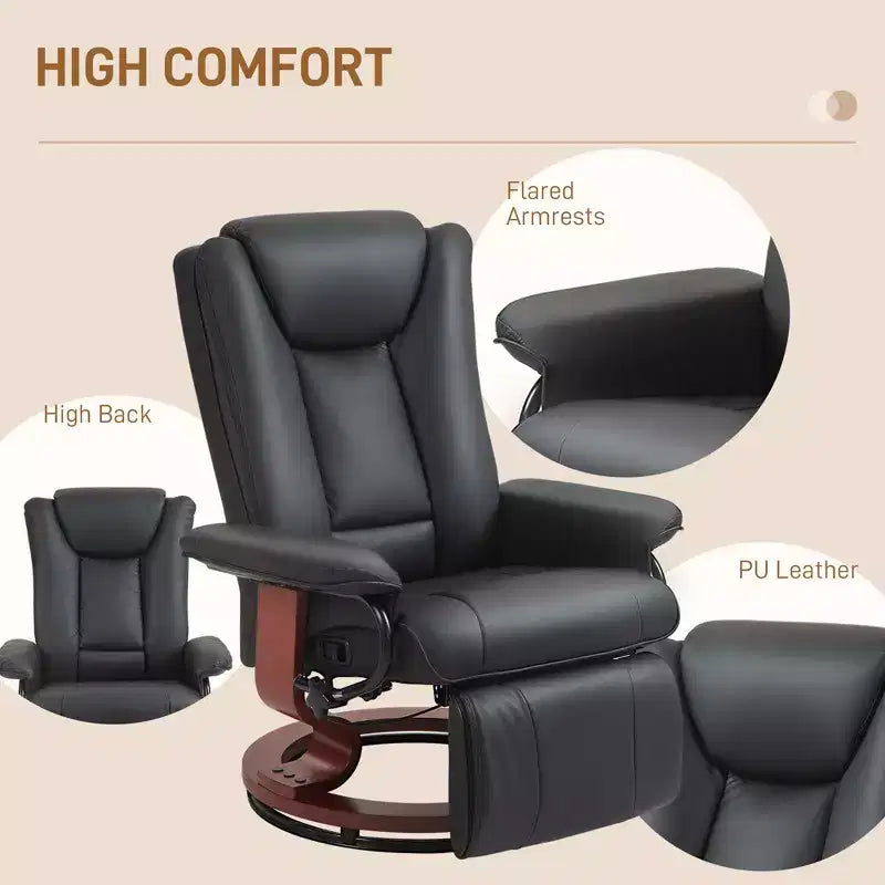 Fauteuil inclinable de VR moderne, Fauteuil inclinable pivotant en cuir PU avec repose-pieds pour salon