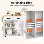 43 pouces Chariot de cuisine blanc sur roulettes avec table rabattable, tiroir de rangement et porte-serviettes, bar à petit-déjeuner mobile pour la cuisine et la salle à manger