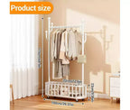 Portant à vêtements robuste et portable, Séchoir mobile sur roulettes avec étagère de rangement, Tringle à vêtements métallique pour suspendre les vêtements, pour chambre à coucher, buanderie