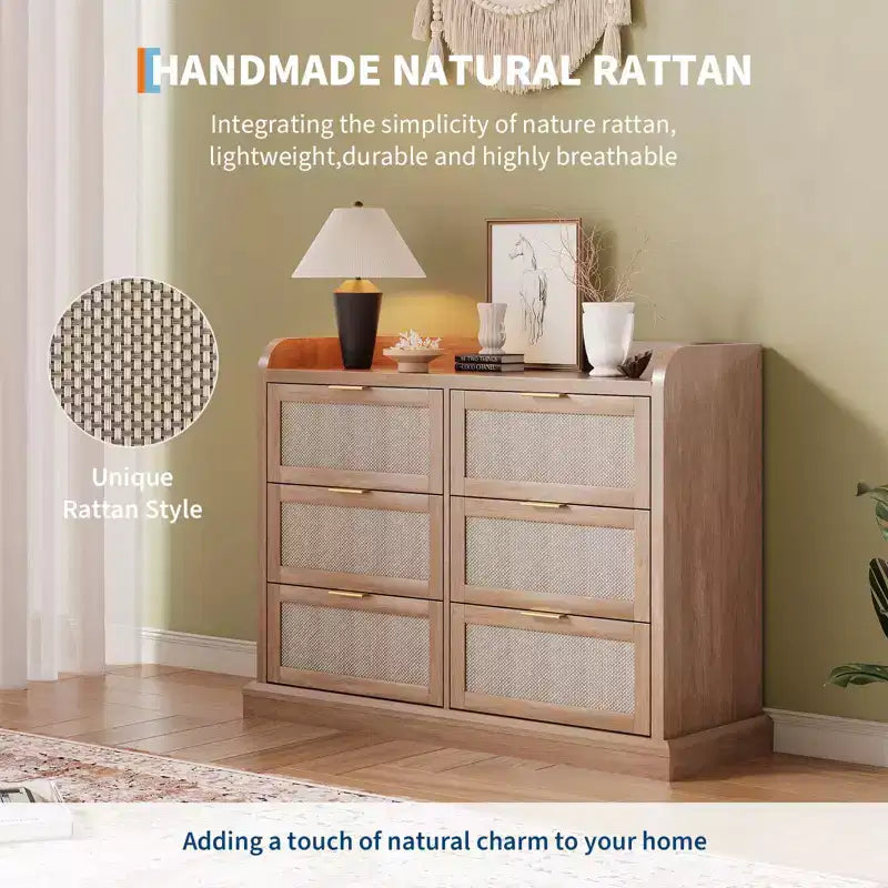 Commode à 6 tiroirs en tissu robuste - Solution de rangement de bureau avec tubes de support en métal et plastique pour chambre à coucher, dortoir, entrée et organisation