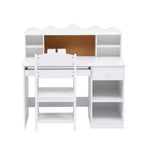 Bureau et chaise d'étude réglables pour enfants avec huche, tableau en liège, support de clavier et 2 porte-stylos – Table d'apprentissage scolaire pour enfants