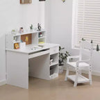 Bureau et chaise d'étude réglables pour enfants avec huche, tableau en liège, support de clavier et 2 porte-stylos – Table d'apprentissage scolaire pour enfants