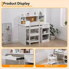 Bureau et chaise d'étude réglables pour enfants avec huche, tableau en liège, support de clavier et 2 porte-stylos – Table d'apprentissage scolaire pour enfants