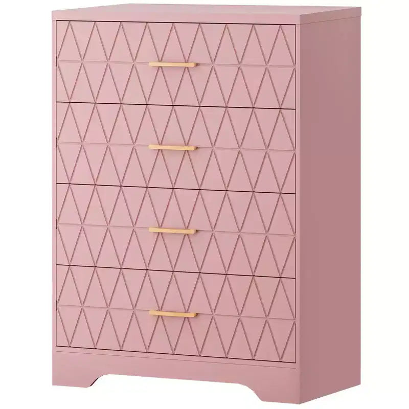 Commode en bois pour chambre à coucher avec 4 tiroirs, commode haute moderne, commode large avec poignées dorées, table de chevet commode, armoire de rangement
