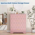 Commode en bois pour chambre à coucher avec 4 tiroirs, commode haute moderne, commode large avec poignées dorées, table de chevet commode, armoire de rangement