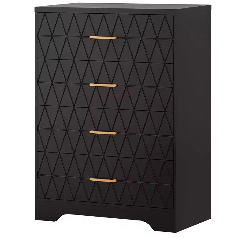 Commode en bois pour chambre à coucher avec 4 tiroirs, commode haute moderne, commode large avec poignées dorées, table de chevet commode, armoire de rangement