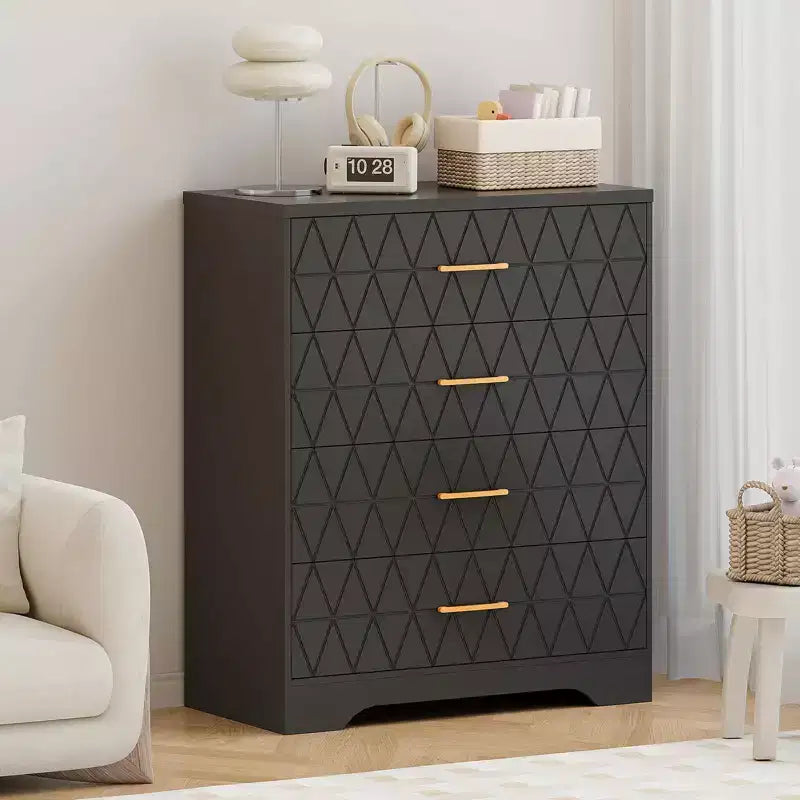 Wood Dressers for Bedroom with 4 Drawers, Modern Tall Dressers, Wide Chest of Drawers with Gold Handles,Dresser Nightstand, Storage Organizer Cabinet