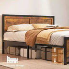 Le cadre de lit à lattes de style rétro de Dyonery convient aux matelas d'une hauteur allant de 10 à 14 pouces.