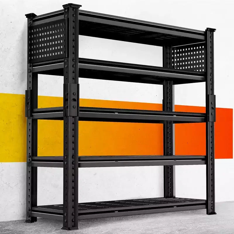 Étagère de rangement robuste pour garage BSMTEK 122 x 61 x 183 cm, étagère métallique à 5 niveaux avec étagères en treillis, noire